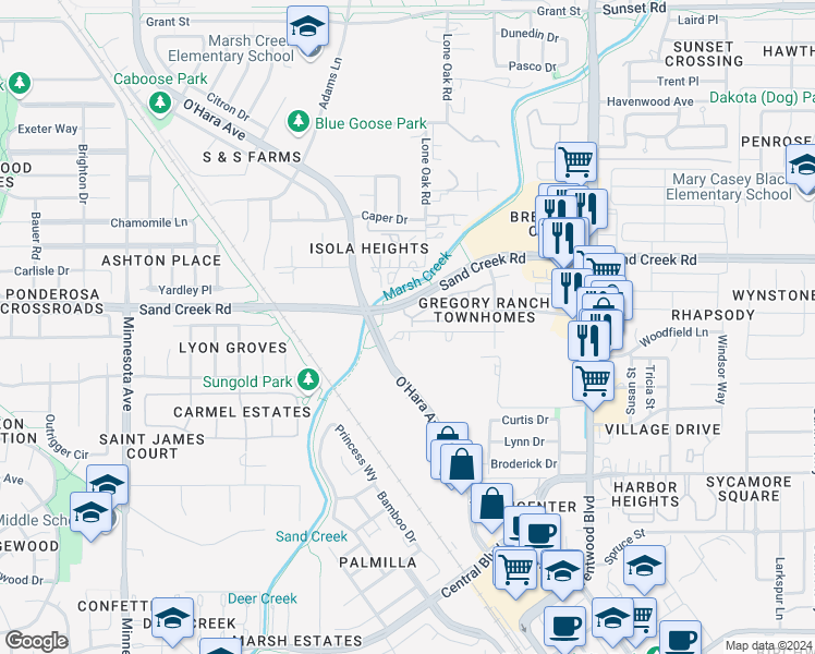map of restaurants, bars, coffee shops, grocery stores, and more near 297 Washington Drive in Brentwood