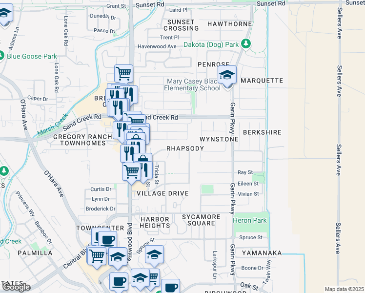map of restaurants, bars, coffee shops, grocery stores, and more near 295 Woodfield Lane in Brentwood