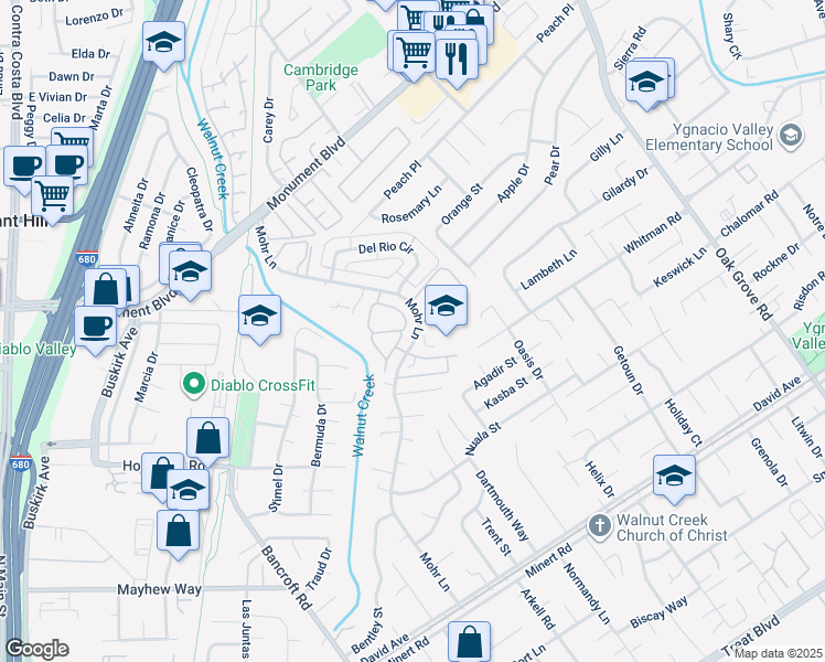 map of restaurants, bars, coffee shops, grocery stores, and more near 1401 Dupre Court in Concord