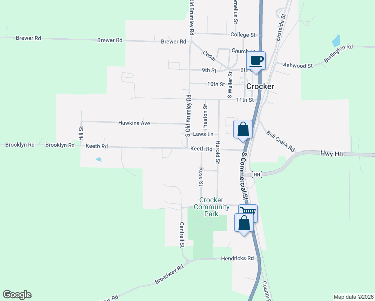 map of restaurants, bars, coffee shops, grocery stores, and more near in Crocker