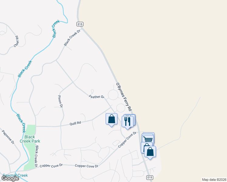 map of restaurants, bars, coffee shops, grocery stores, and more near 805 Sequoia Circle in Copperopolis