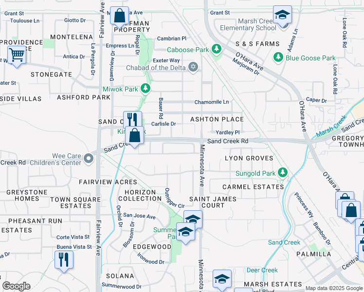 map of restaurants, bars, coffee shops, grocery stores, and more near 1106 TACHELLA Way in Brentwood