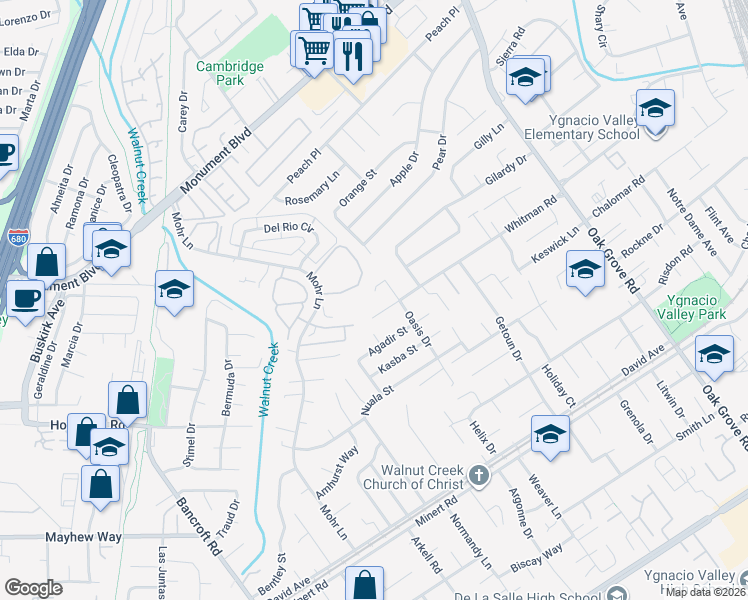 map of restaurants, bars, coffee shops, grocery stores, and more near 1570 Whitman Road in Concord