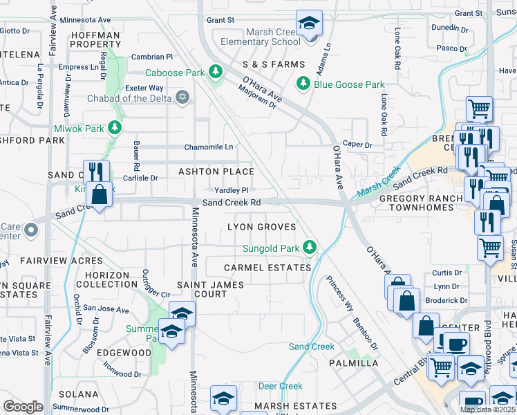 map of restaurants, bars, coffee shops, grocery stores, and more near 707 Thompsons Drive in Brentwood