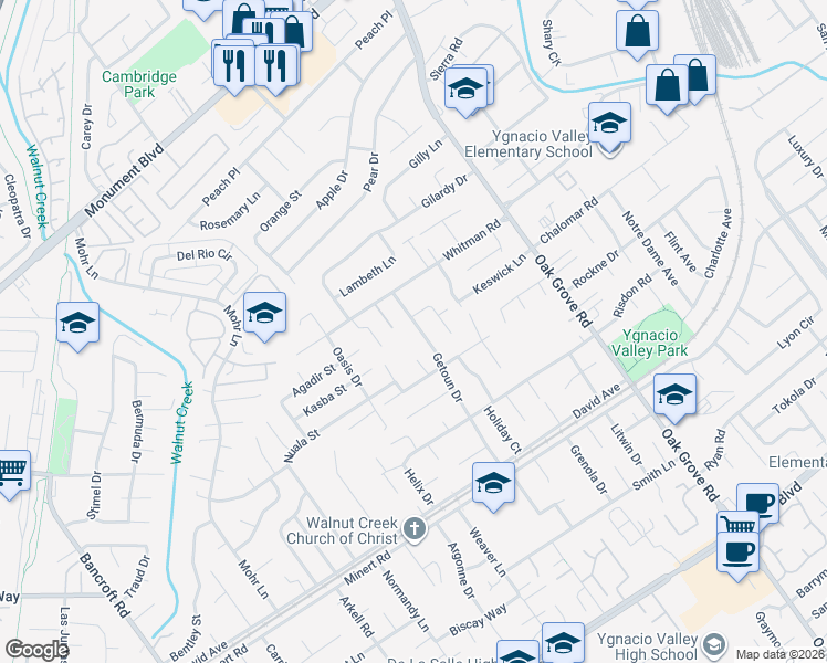 map of restaurants, bars, coffee shops, grocery stores, and more near 979 Treg Lane in Concord