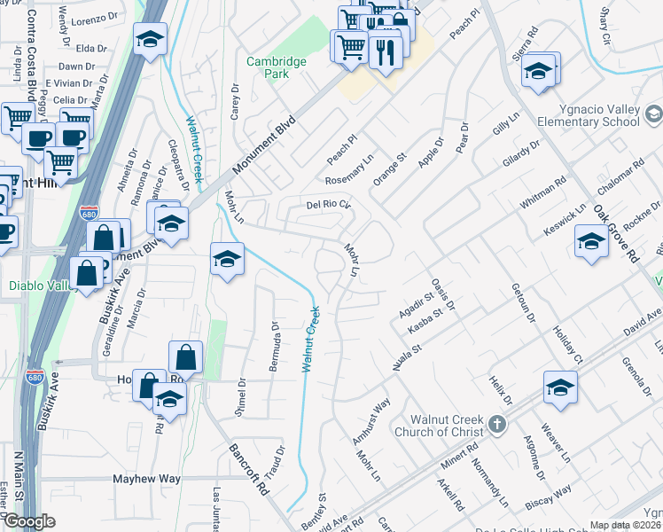 map of restaurants, bars, coffee shops, grocery stores, and more near 1059 Mohr Lane in Concord