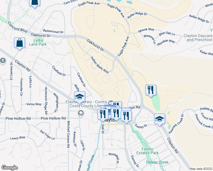 map of restaurants, bars, coffee shops, grocery stores, and more near 1039 Feather Circle in Clayton