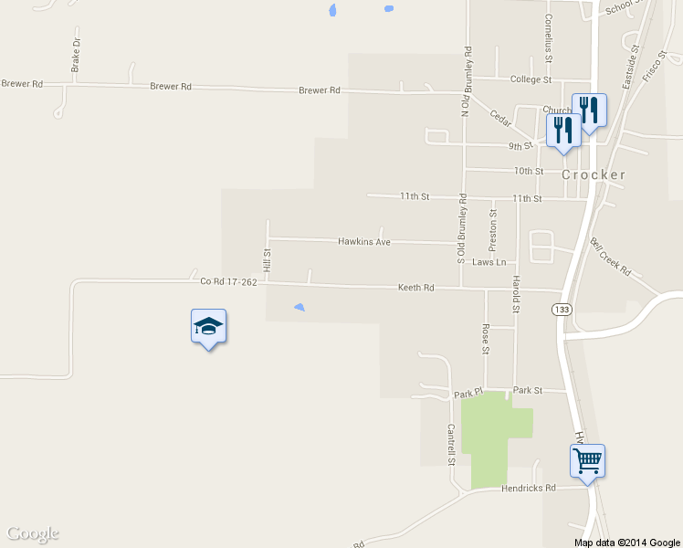 map of restaurants, bars, coffee shops, grocery stores, and more near 322 Keeth Road in Crocker