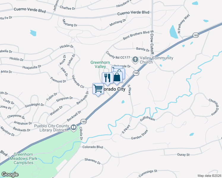 map of restaurants, bars, coffee shops, grocery stores, and more near in Colorado City