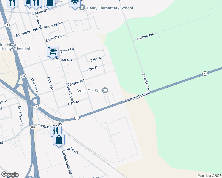 map of restaurants, bars, coffee shops, grocery stores, and more near 2007 Del Rey Court in Stockton