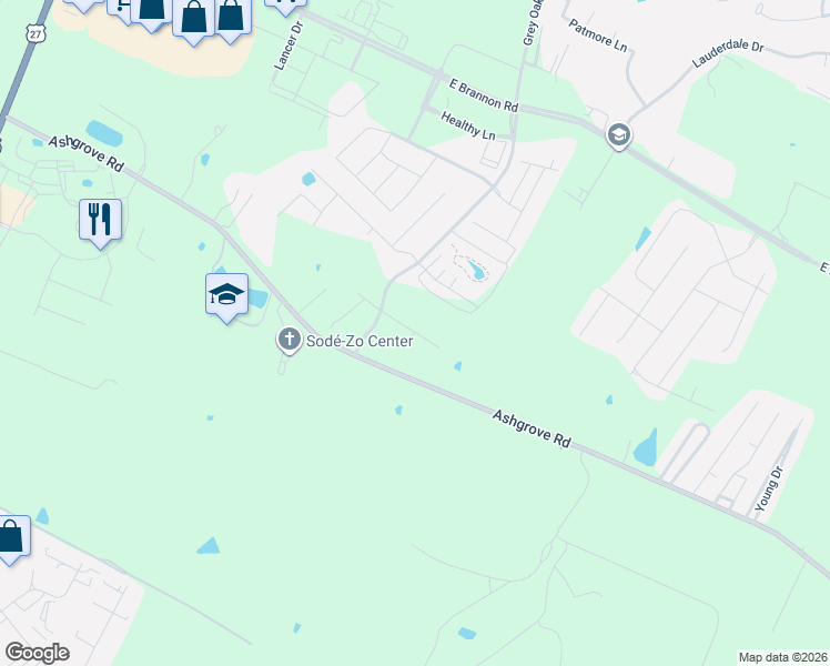map of restaurants, bars, coffee shops, grocery stores, and more near 28-4042 Grey Oak Lane in Nicholasville