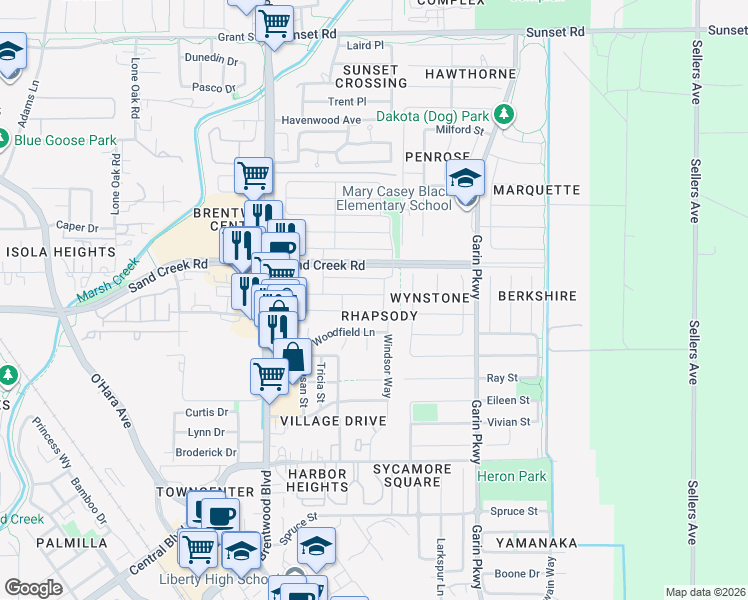 map of restaurants, bars, coffee shops, grocery stores, and more near 278 Sespe Creek Avenue in Brentwood