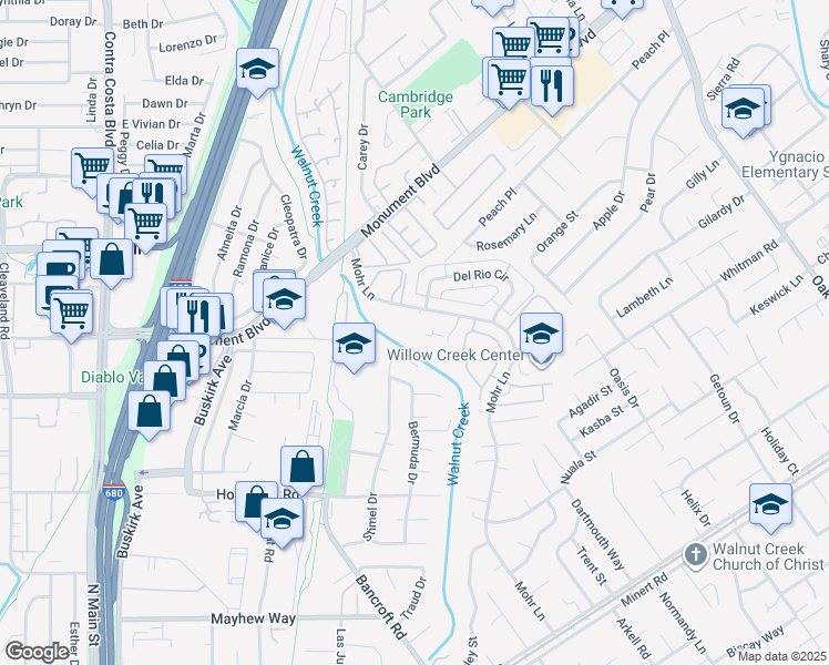 map of restaurants, bars, coffee shops, grocery stores, and more near 1081 Mohr Lane in Concord