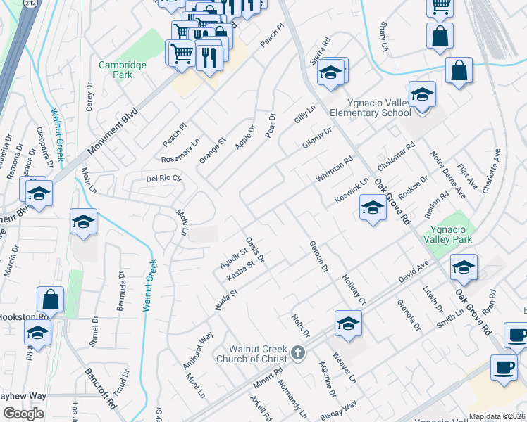 map of restaurants, bars, coffee shops, grocery stores, and more near 1731 Whitman Road in Concord