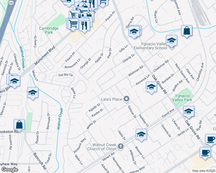 map of restaurants, bars, coffee shops, grocery stores, and more near 1751 Whitman Road in Concord