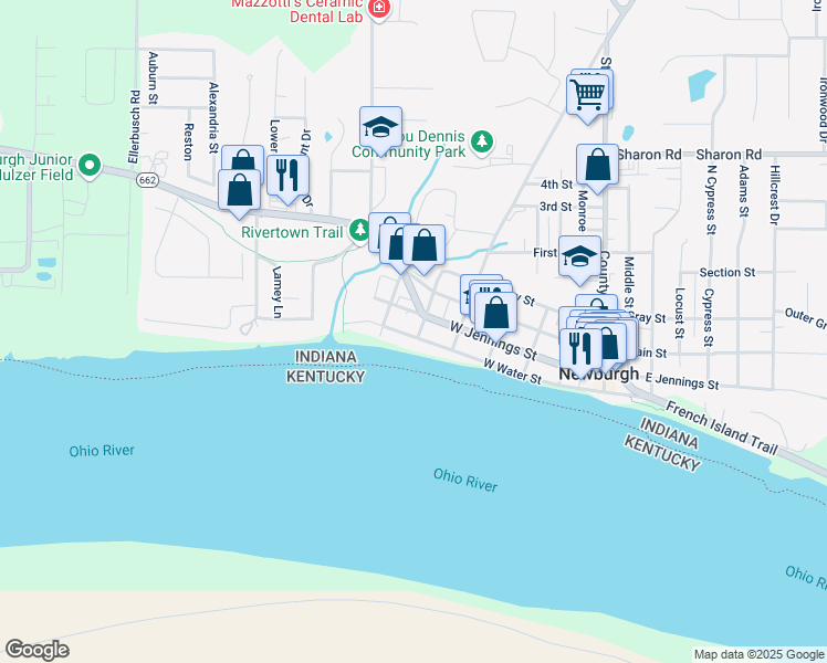 map of restaurants, bars, coffee shops, grocery stores, and more near 2 Washington Street in Newburgh