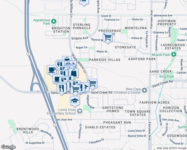 map of restaurants, bars, coffee shops, grocery stores, and more near 1959 Las Flores Drive in Brentwood