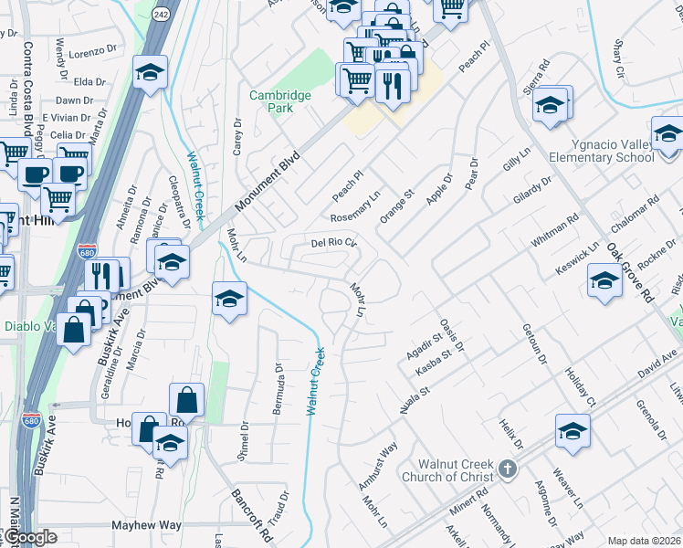 map of restaurants, bars, coffee shops, grocery stores, and more near 1059 Mohr Lane in Concord