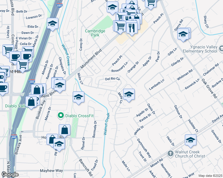 map of restaurants, bars, coffee shops, grocery stores, and more near 1059 Mohr Lane in Concord