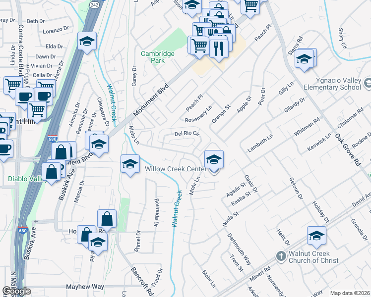 map of restaurants, bars, coffee shops, grocery stores, and more near 1044 Mohr Lane in Concord