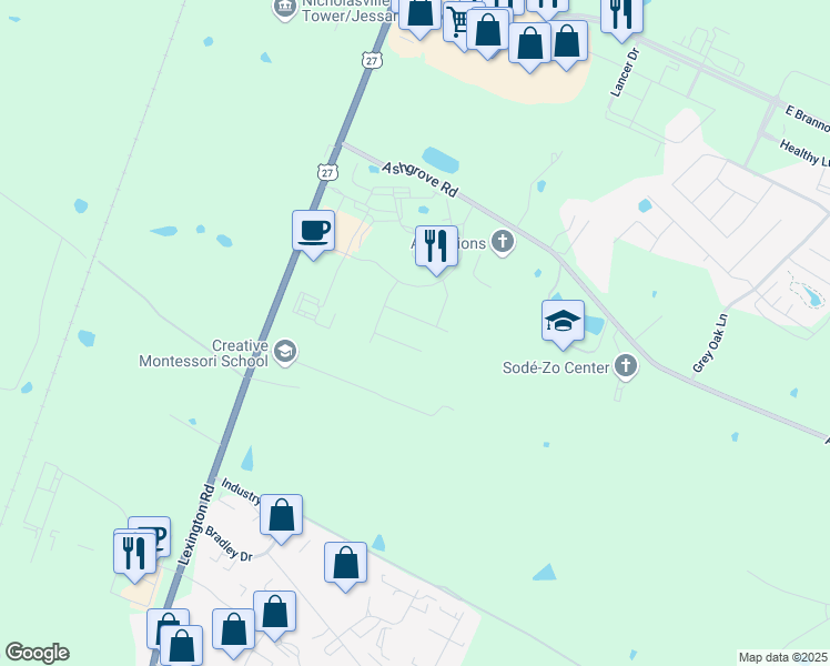map of restaurants, bars, coffee shops, grocery stores, and more near in Nicholasville