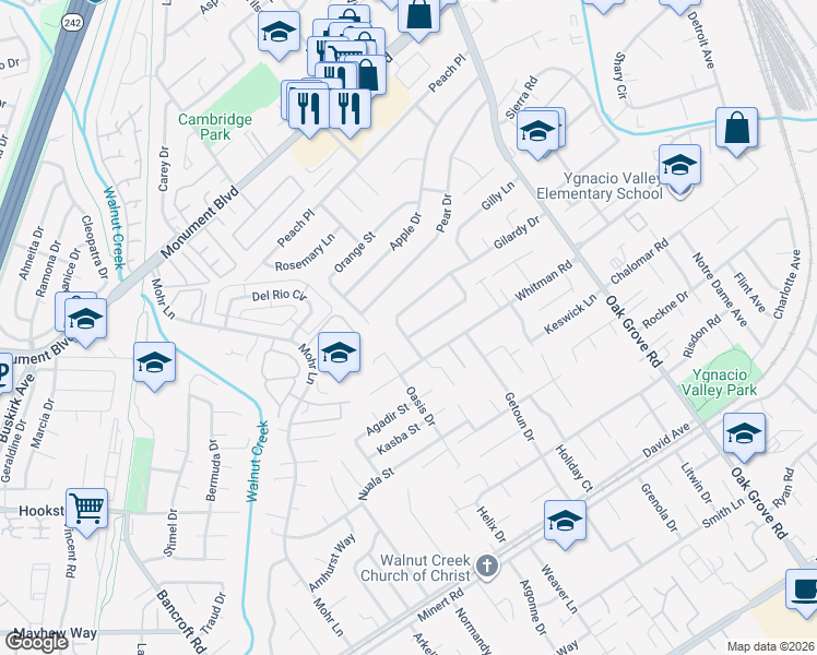 map of restaurants, bars, coffee shops, grocery stores, and more near 1731 Whitman Road in Concord