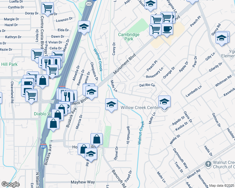 map of restaurants, bars, coffee shops, grocery stores, and more near 1091 Mohr Lane in Concord