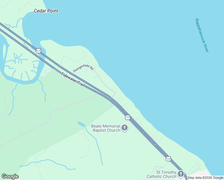 map of restaurants, bars, coffee shops, grocery stores, and more near 525 Daingerfield Road in Tappahannock