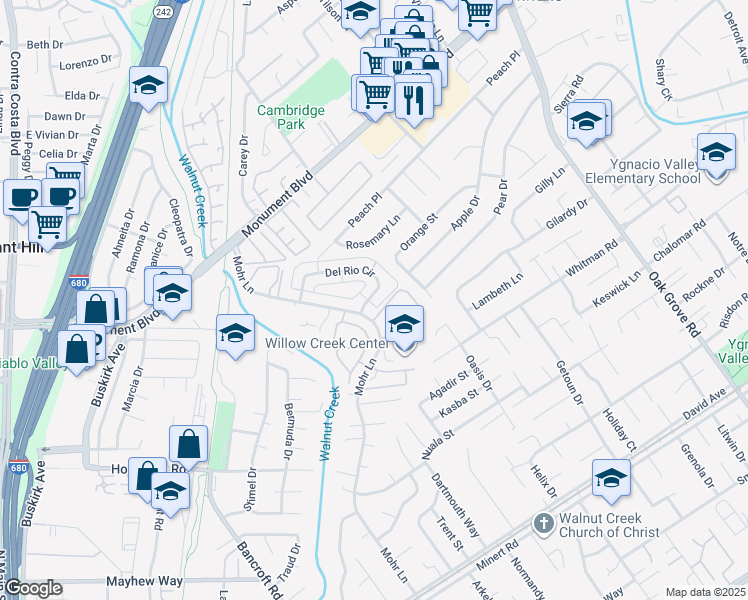 map of restaurants, bars, coffee shops, grocery stores, and more near 1045 Mohr Lane in Concord