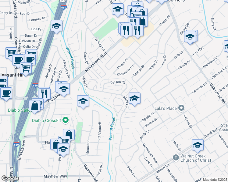 map of restaurants, bars, coffee shops, grocery stores, and more near 1059 Mohr Lane in Concord