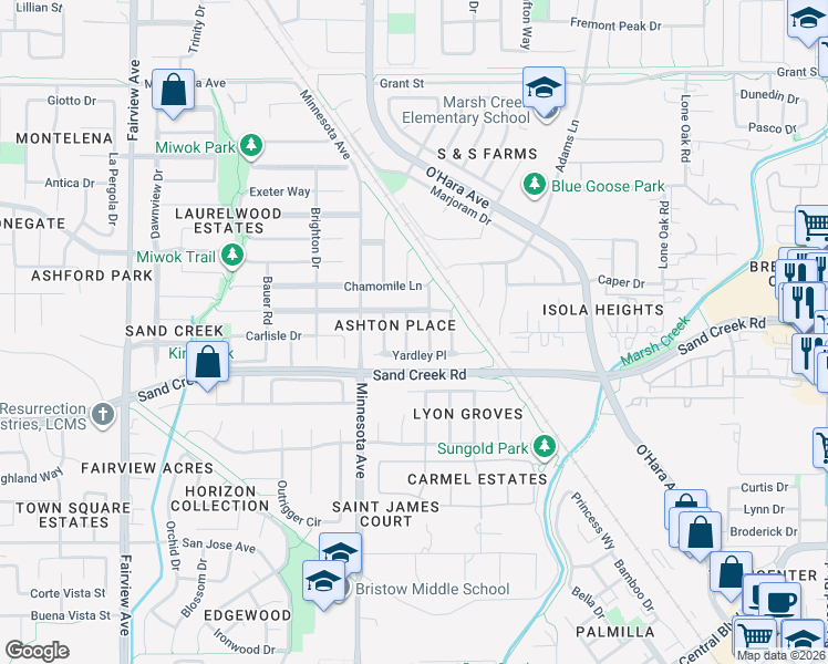 map of restaurants, bars, coffee shops, grocery stores, and more near 1442 Earl Glen in Brentwood