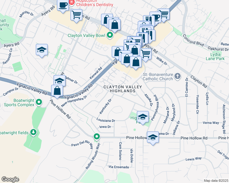 map of restaurants, bars, coffee shops, grocery stores, and more near in Concord
