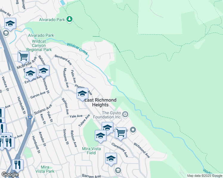 map of restaurants, bars, coffee shops, grocery stores, and more near 6197 McBryde Avenue in Richmond