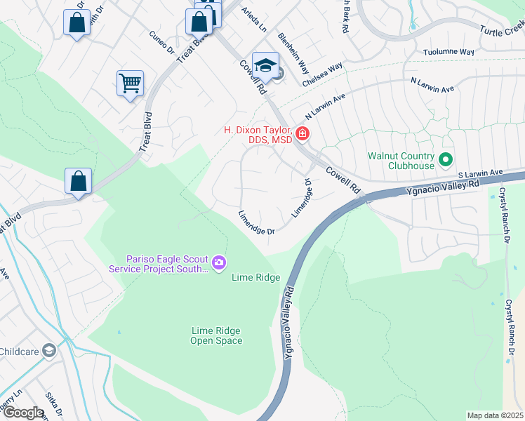 map of restaurants, bars, coffee shops, grocery stores, and more near 4467 Windflower Court in Concord