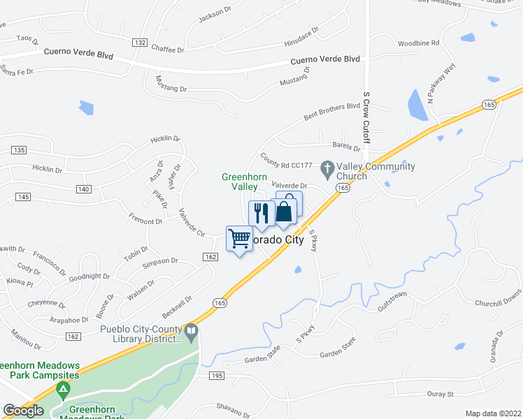 map of restaurants, bars, coffee shops, grocery stores, and more near 4411 Val Verde Court in Colorado City
