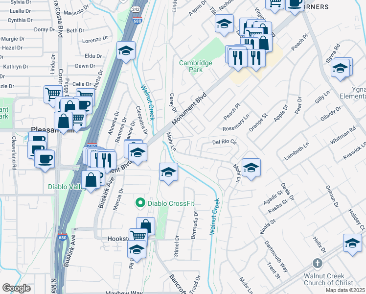 map of restaurants, bars, coffee shops, grocery stores, and more near in Concord