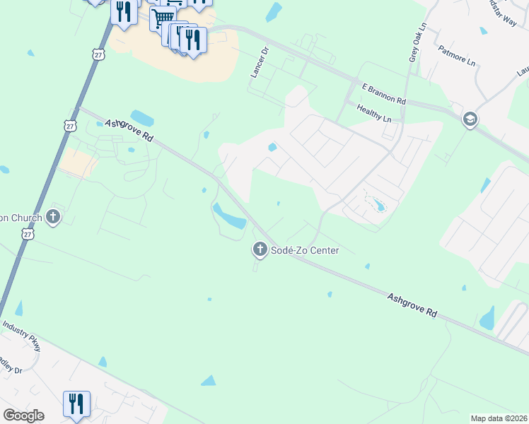 map of restaurants, bars, coffee shops, grocery stores, and more near 57 Leeburton Lane in Nicholasville