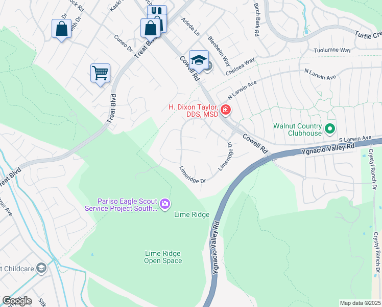 map of restaurants, bars, coffee shops, grocery stores, and more near 4416 Snowcloud Court in Concord