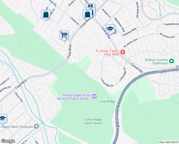 map of restaurants, bars, coffee shops, grocery stores, and more near 1133 Fair Weather Circle in Concord