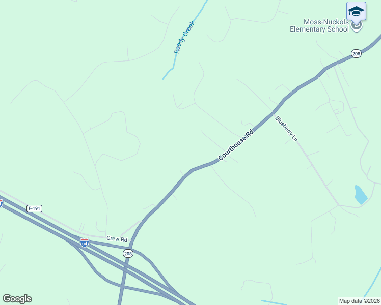 map of restaurants, bars, coffee shops, grocery stores, and more near 1175 Courthouse Road in Louisa