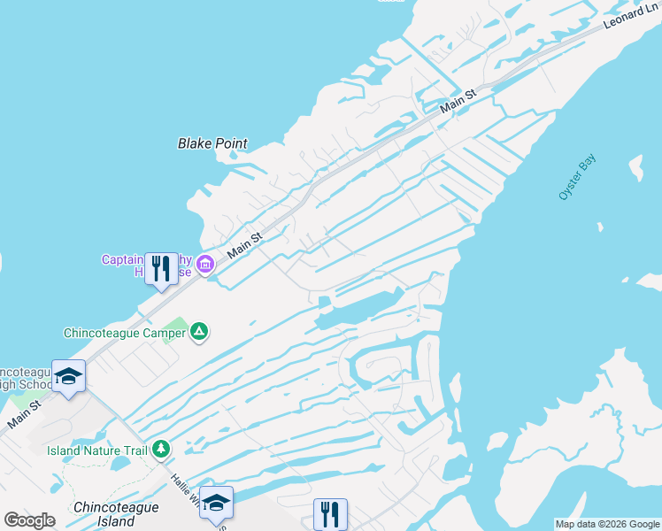 map of restaurants, bars, coffee shops, grocery stores, and more near 5207 Pine Tree Way in Chincoteague