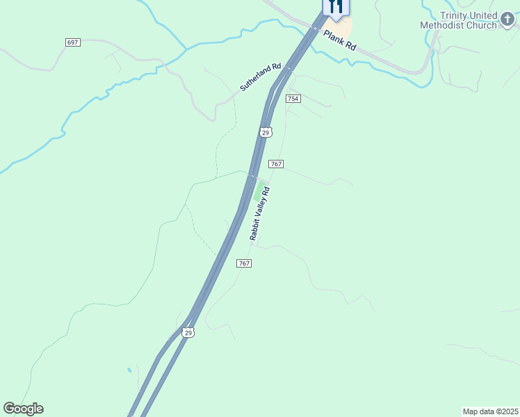 map of restaurants, bars, coffee shops, grocery stores, and more near Rabbit Valley Road in Albemarle County