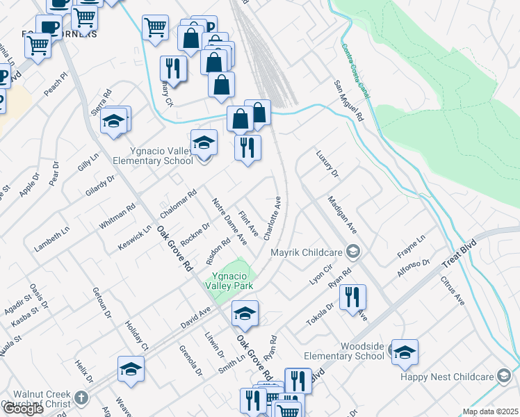 map of restaurants, bars, coffee shops, grocery stores, and more near 928 Sassel Avenue in Concord