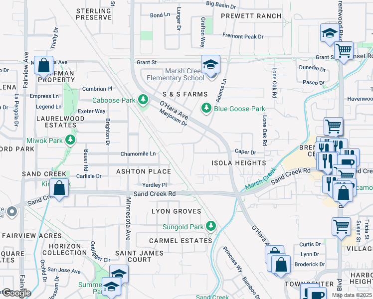 map of restaurants, bars, coffee shops, grocery stores, and more near 1728 Sesame Court in Brentwood