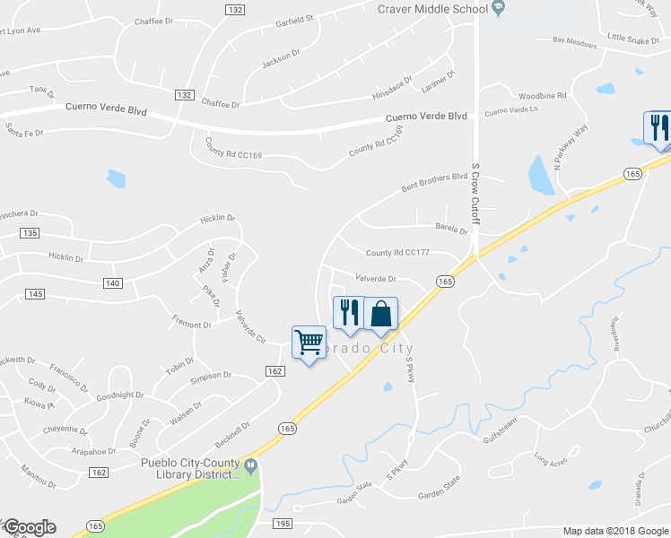 map of restaurants, bars, coffee shops, grocery stores, and more near 4451 Valverde Drive in Colorado City