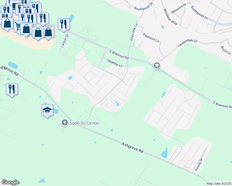 map of restaurants, bars, coffee shops, grocery stores, and more near 6190 Grey Oak Lane in Nicholasville
