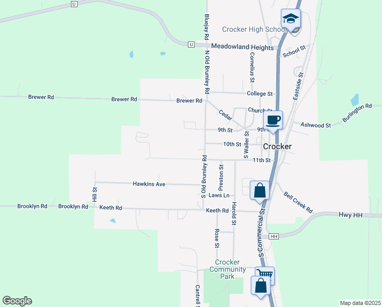 map of restaurants, bars, coffee shops, grocery stores, and more near 402 11th St in Crocker