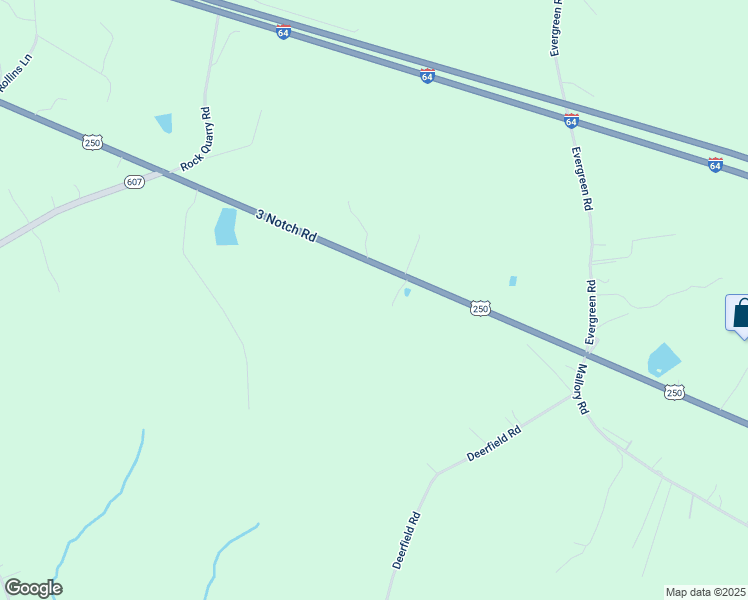 map of restaurants, bars, coffee shops, grocery stores, and more near 6345 3 Notch Road in Louisa