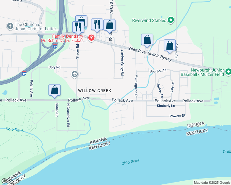 map of restaurants, bars, coffee shops, grocery stores, and more near 10466 Pollack Avenue in Newburgh