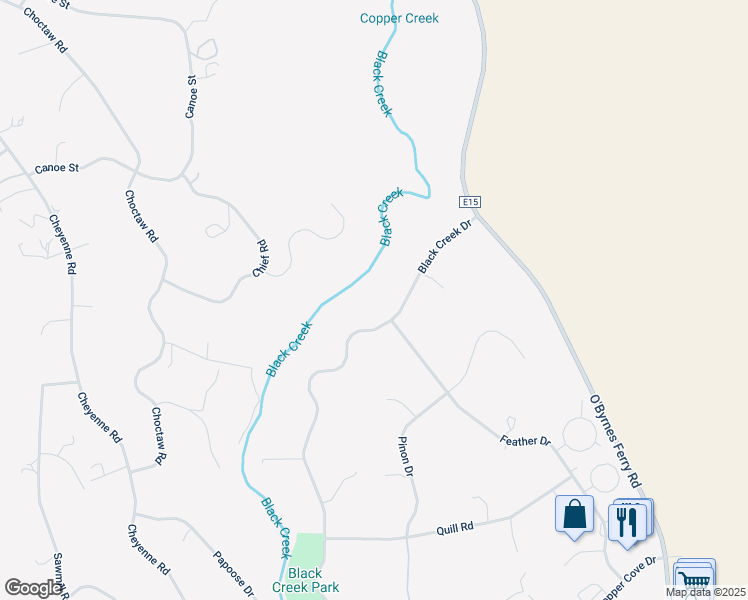 map of restaurants, bars, coffee shops, grocery stores, and more near 288 Black Creek Drive in Copperopolis